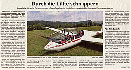 Segelfliegen im Ferienprogramm der Stadt Hersbruck – Hersbrucker Zeitung vom 30.08.2019
