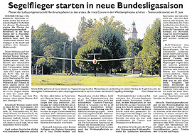 Segelflieger starten in neue Bundesligasaison – Hersbrucker Zeitung vom 30.05.2020